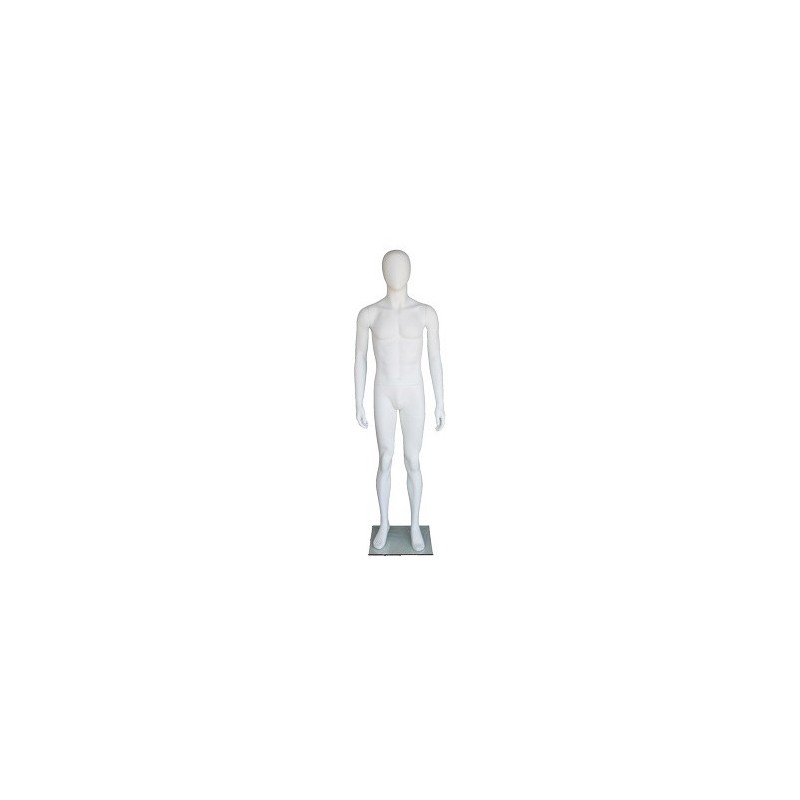 5 ft 8 in Tall Male Mannequin Egg head Matte white -AME05-WT