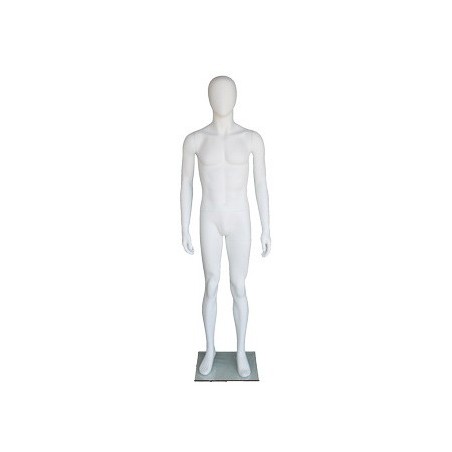 5 ft 8 in Tall Male Mannequin Egg head Matte white -AME05-WT