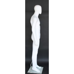 5 ft 8 in Tall Male Mannequin Egg head Matte white -AME05-WT