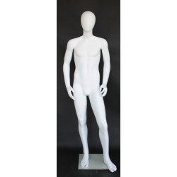 5 ft 7 in Tall Male Mannequin Egg head Matte white -CB19E-WT