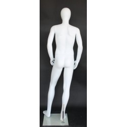 5 ft 7 in Tall Male Mannequin Egg head Matte white -CB19E-WT