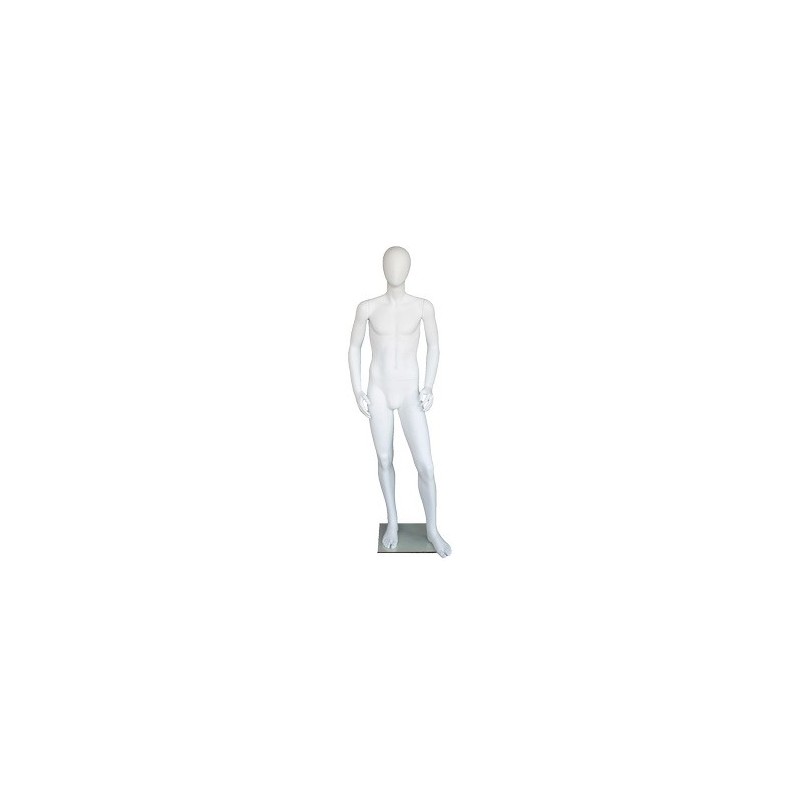 5 ft 7 in Tall Male Mannequin Egg head Matte white -CB19E-WT