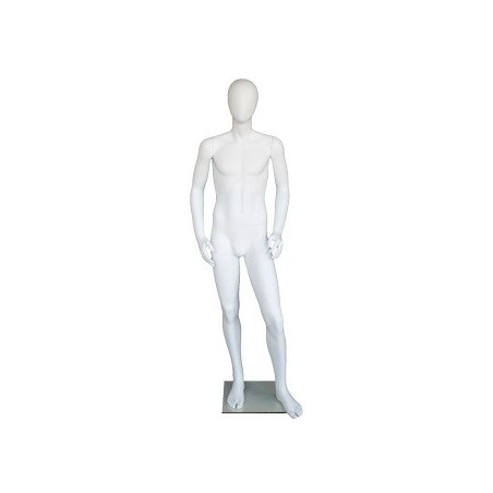 5 ft 7 in Tall Male Mannequin Egg head Matte white -CB19E-WT