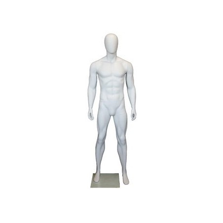 6 ft 3 in Male Mannequin Egg head Muscular body Matte white -SFM25E-WT