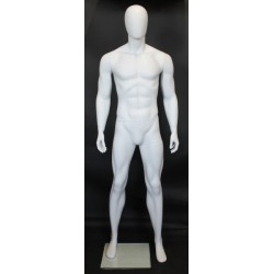 6 ft 3 in Male Mannequin Egg head Muscular body Matte white -SFM25E-WT