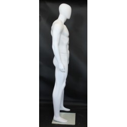 6 ft 3 in Male Mannequin Egg head Muscular body Matte white -SFM25E-WT