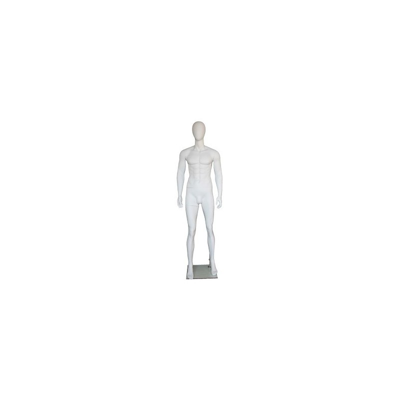 6 ft 1 in Male Mannequin Egg head Matte white -SFM29E-WT