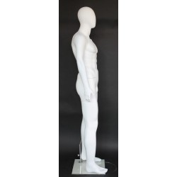 6 ft 1 in Male Mannequin Egg head Matte white -SFM29E-WT