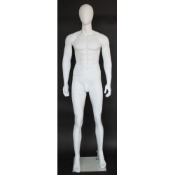 6 ft 1 in Male Mannequin Egg head Matte white -SFM29E-WT