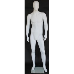 6 ft 3 in Male Mannequin Egg head Matte white -SFM41E-WT