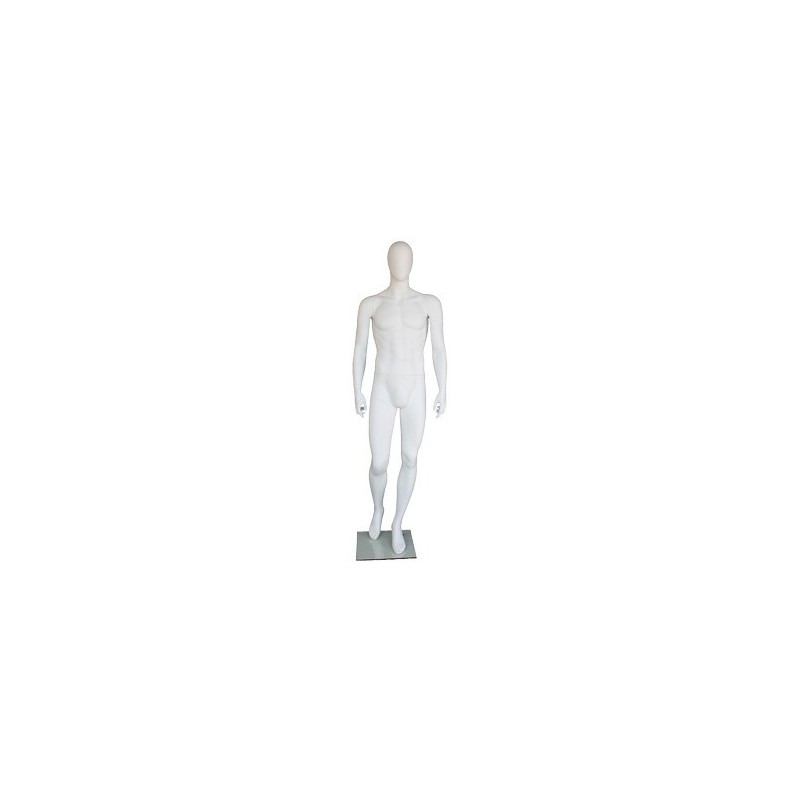 6 ft 3 in Male Mannequin Egg head Matte white -SFM42E-WT