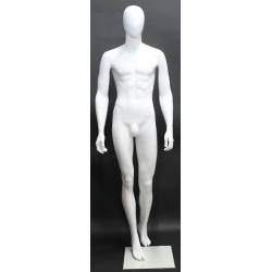 6 ft 3 in Male Mannequin Egg head Matte white -SFM43E-WT