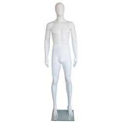 6 ft 2 in Male Mannequin Size 38 Egg head Matte white -SFM63E-WT