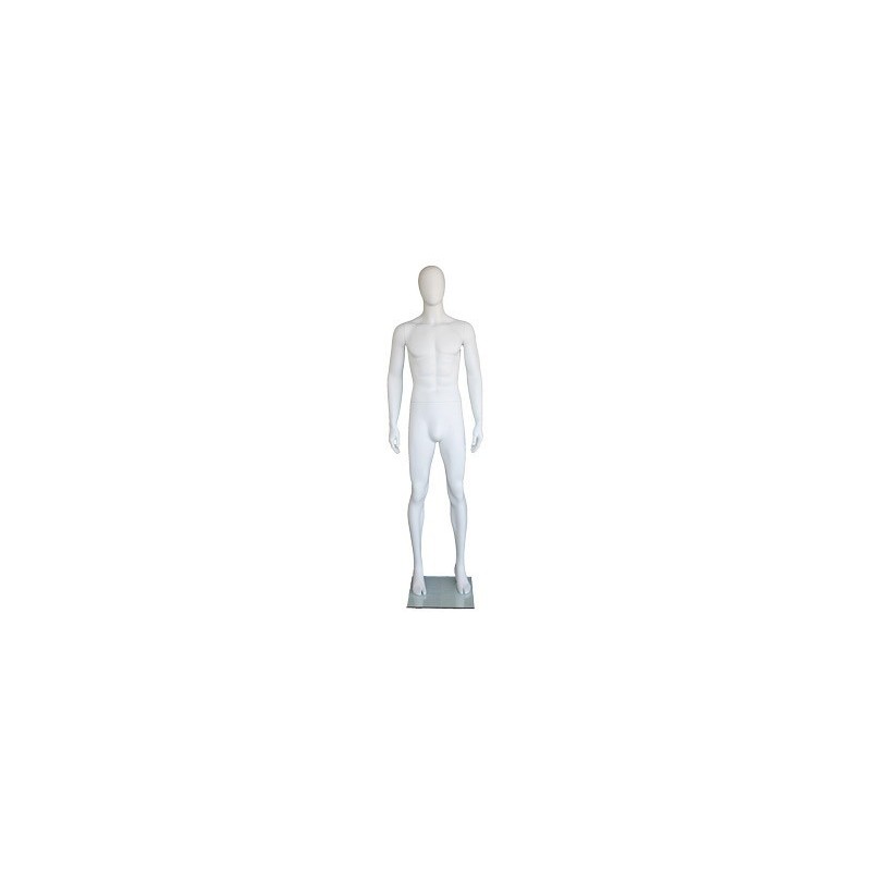 6 ft 2 in Male Mannequin Size 38 Egg head Matte white -SFM63E-WT