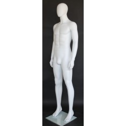 6 ft 2 in Male Mannequin Size 38 Egg head Matte white -SFM63E-WT