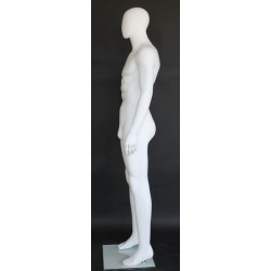 6 ft 2 in Male Mannequin Size 38 Egg head Matte white -SFM63E-WT