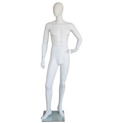 6 ft 2 in Male Mannequin Egg head Matte white -SFM64E-WT