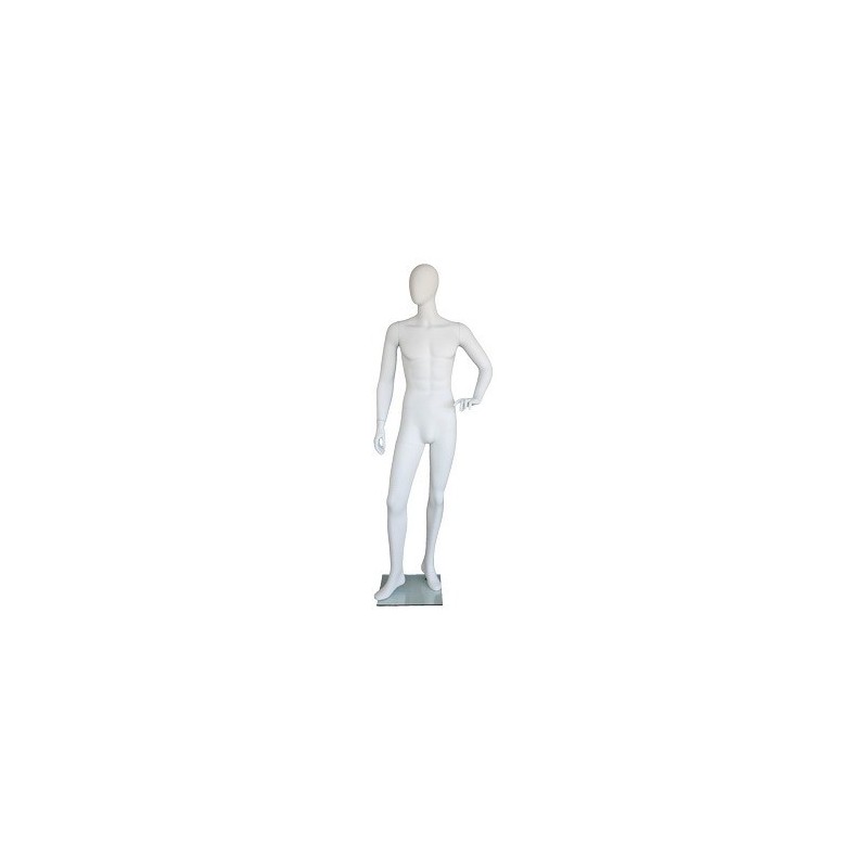 6 ft 2 in Male Mannequin Egg head Matte white -SFM64E-WT