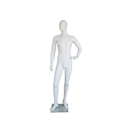 6 ft 2 in Male Mannequin Egg head Matte white -SFM64E-WT