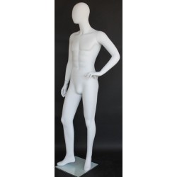 6 ft 2 in Male Mannequin Egg head Matte white -SFM64E-WT