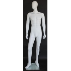 6 ft 2 in Male Mannequin Egg head Matte white -SFM65E-WT