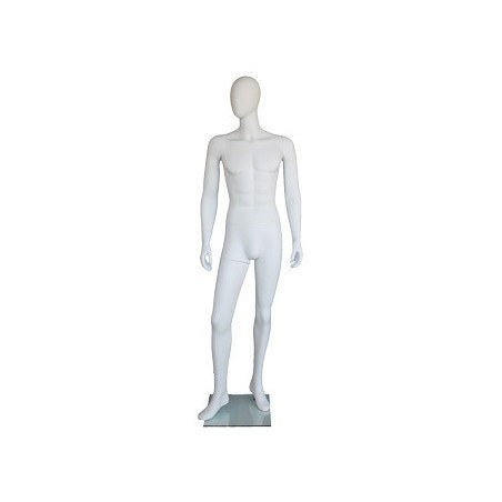 6 ft 2 in Male Mannequin Egg head Matte white -SFM65E-WT