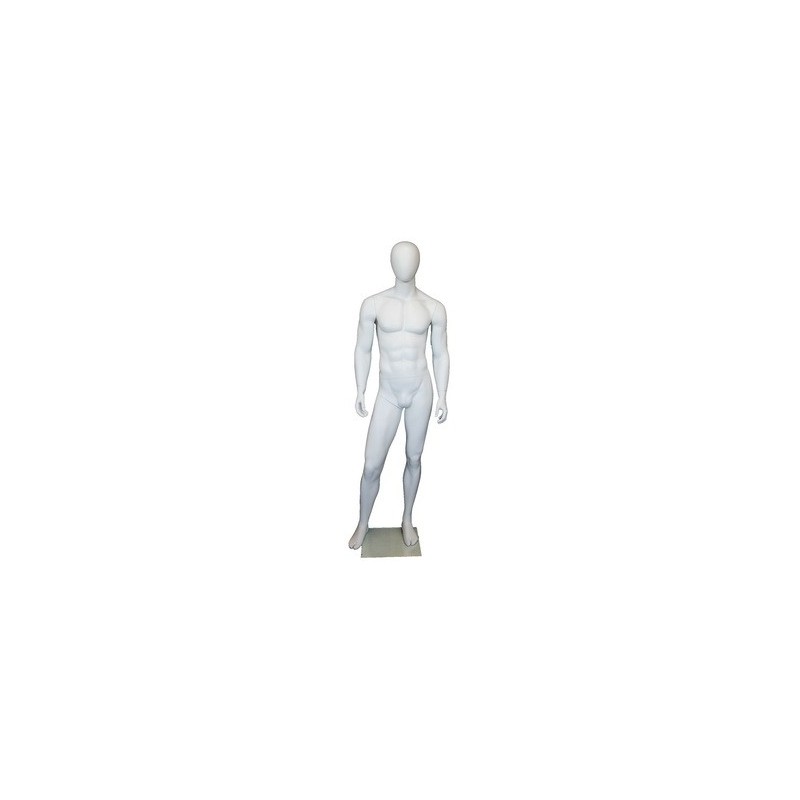 6 ft 2 in Muscular Male Mannequin Egg head Matte white -SFM66E-WT