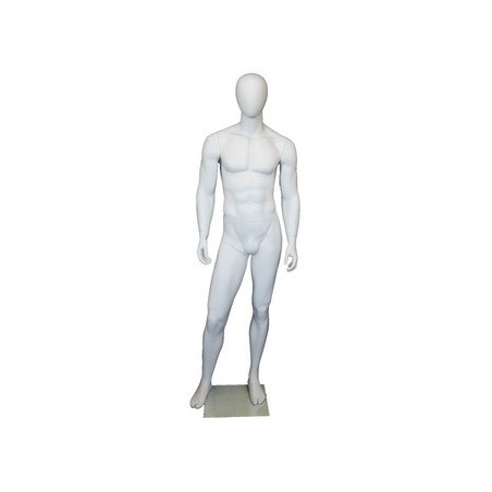 6 ft 2 in Muscular Male Mannequin Egg head Matte white -SFM66E-WT