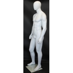 6 ft 2 in Muscular Male Mannequin Egg head Matte white -SFM66E-WT