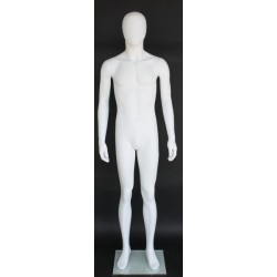 5 ft 10 in Male Mannequin Small Size Egg head Matte white -SFM72E-WT