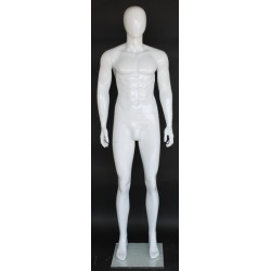 6 ft 1 in Glossy White Male Mannequin Egg head -SFM83E-GW