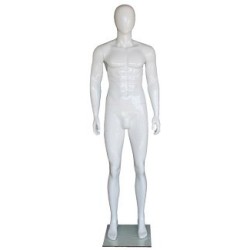 6 ft 1 in Glossy White Male Mannequin Egg head -SFM83E-GW