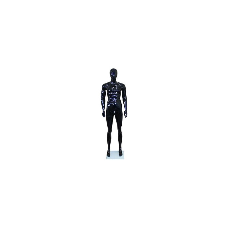 6 ft 1 in Glossy Black Male Mannequin Egg head -SFM85E-HB