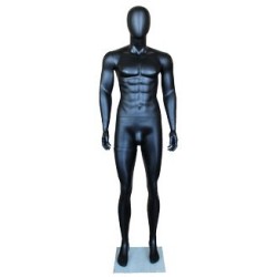 6 ft 1 in Matte Black Male Mannequin Egg head-SFM29E-WT