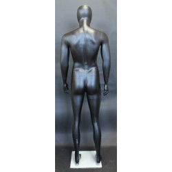 6 ft 1 in Matte Black Male Mannequin Egg head-SFM29E-WT