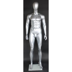 6 ft 1 in Matte Silver Male Mannequin Egg head -SFM29E-WT