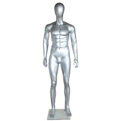 6 ft 1 in Matte Silver Male Mannequin Egg head -SFM29E-WT