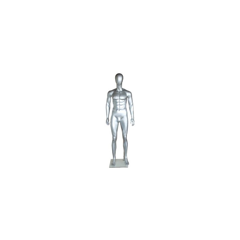 6 ft 1 in Matte Silver Male Mannequin Egg head -SFM29E-WT