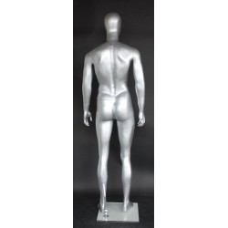 6 ft 1 in Matte Silver Male Mannequin Egg head -SFM29E-WT