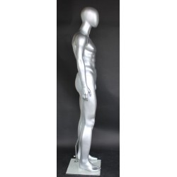 6 ft 1 in Matte Silver Male Mannequin Egg head -SFM29E-WT