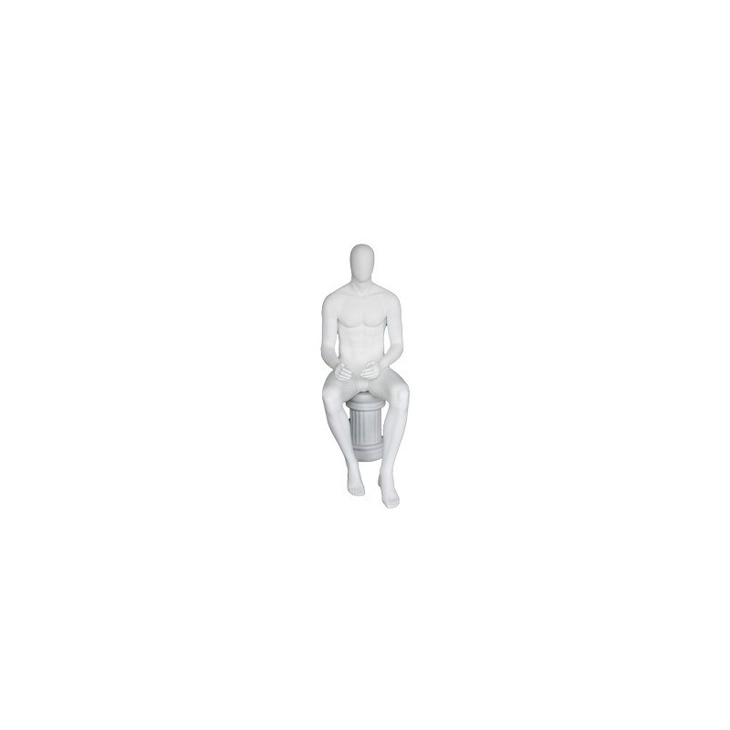 4 ft 7 in Sitting Male Mannequin Egg head Matte white -SFM50E-WT