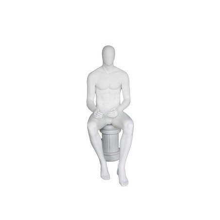 4 ft 7 in Sitting Male Mannequin Egg head Matte white -SFM50E-WT