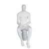 4 ft 7 in Sitting Male Mannequin Egg head Matte white -SFM50E-WT