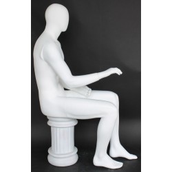 4 ft 7 in Sitting Male Mannequin Egg head Matte white -SFM50E-WT