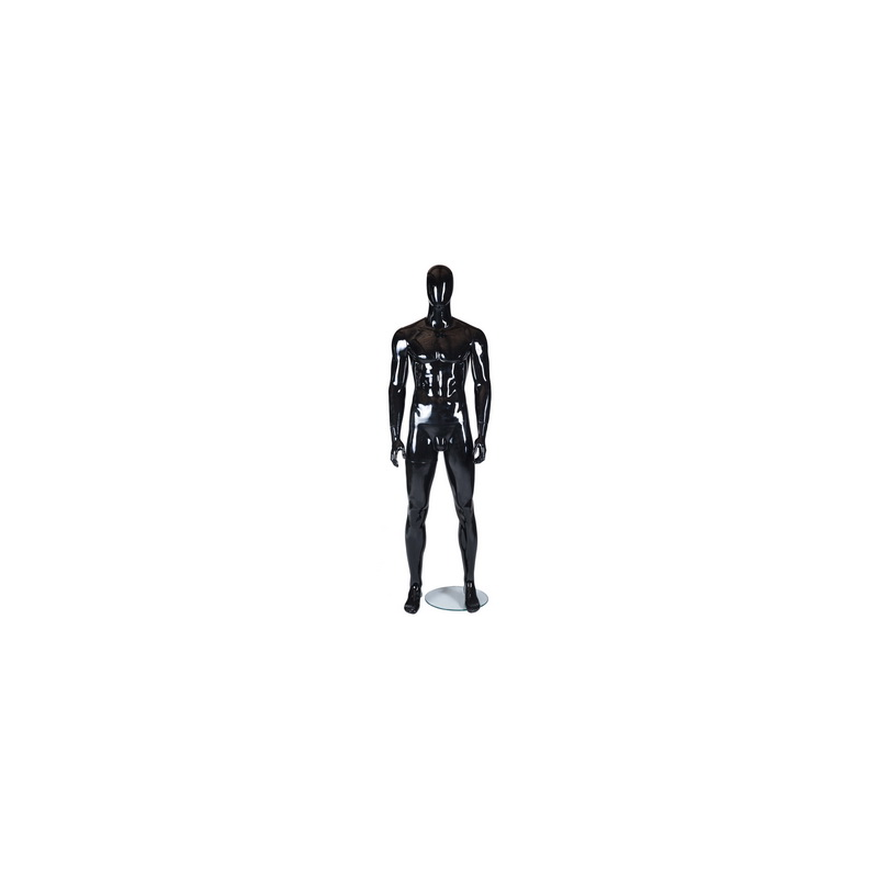 6 ft 3 in Glossy Black Male Mannequin Egg head  -SFM51E-HB