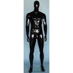 6 ft 3 in Glossy Black Male Mannequin Egg head  -SFM51E-HB