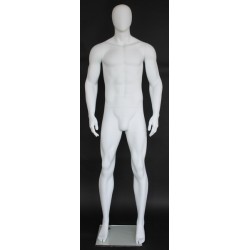 6 ft 4 in Male Mannequin Egg head Matte white -SFM52E-WT