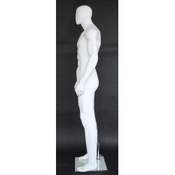 6 ft 4 in Male Mannequin Egg head Matte white -SFM52E-WT