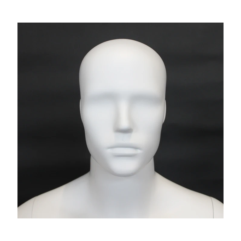 6ft 3in Abstract Male Mannequin – Full Body Muscular Form With Egg Head SFM62E-WT