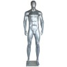 6 ft 4 in Athletic Matte Silver Egg head Male Mannequin  -SFM52E-ST